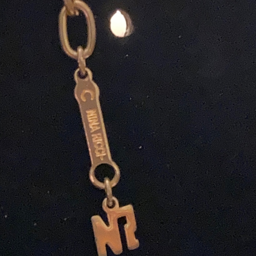 Nina Ricci EUC Vintage two-tone circular design pendant necklace w/gold crystals - Picture 5 of 5